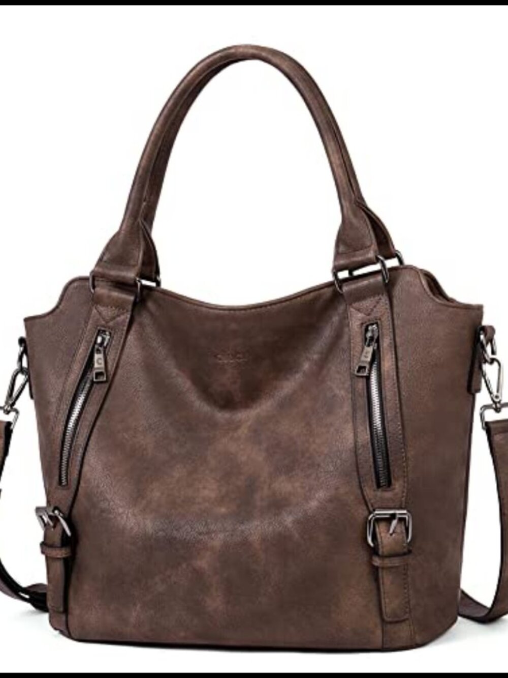 Large Vegan Leather Hobo Bag Multi Pockets 3-in-1 Convertible Shoulder Crossbody